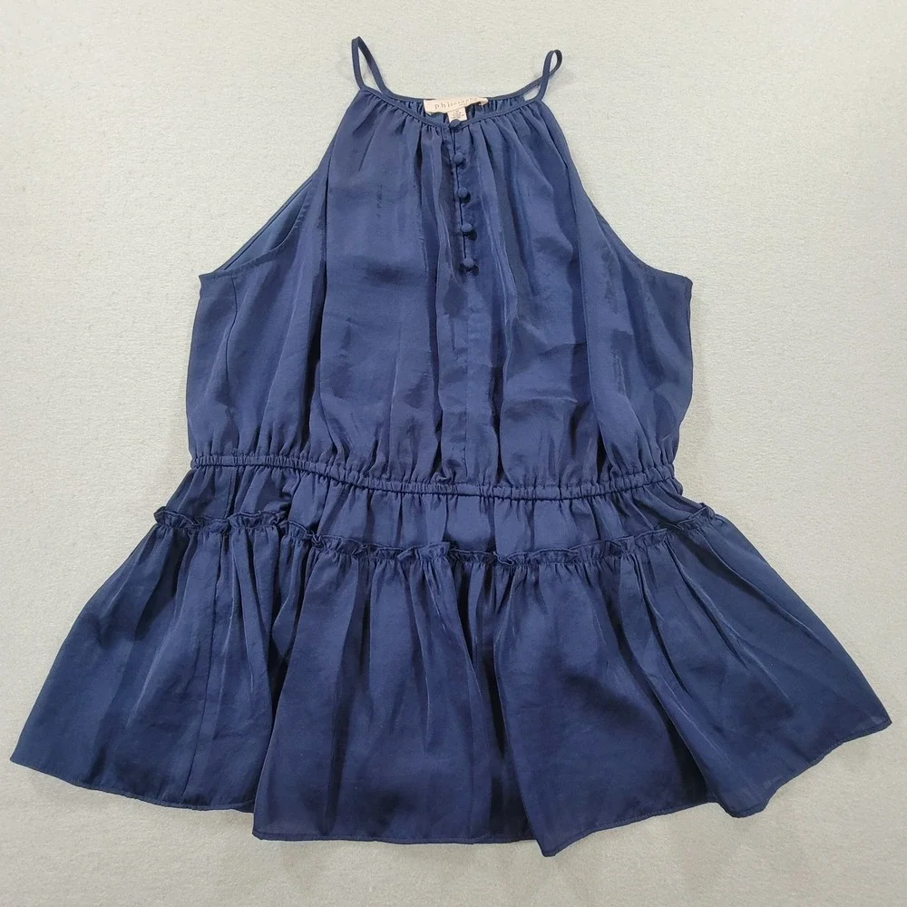 Philosophy‎ Halter Neck Ruffle Hem Blouse Sleeveless Flowy Women's Size Large